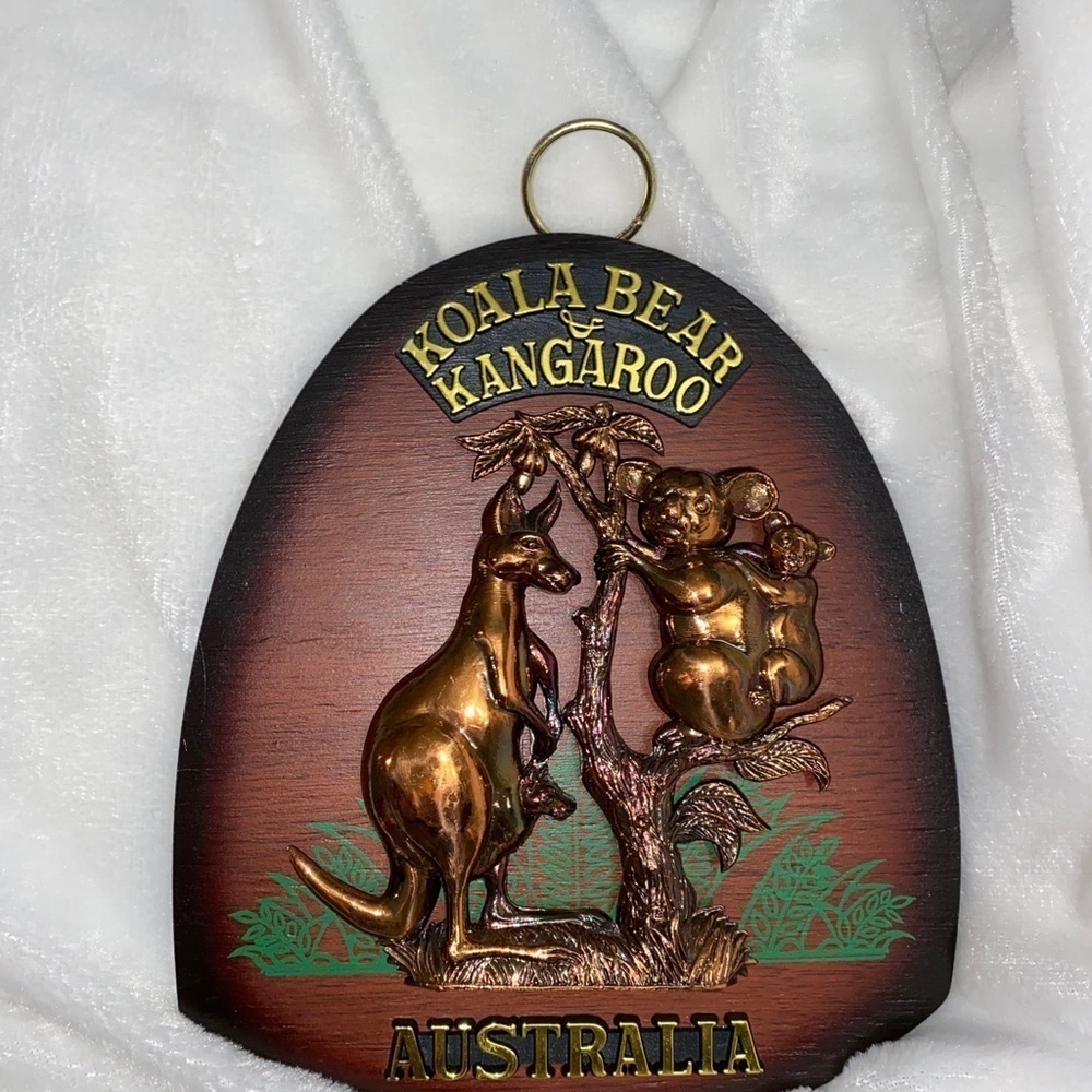 vintage koala bear and kangaroo , handmade in australia wooden Souvenir 9”